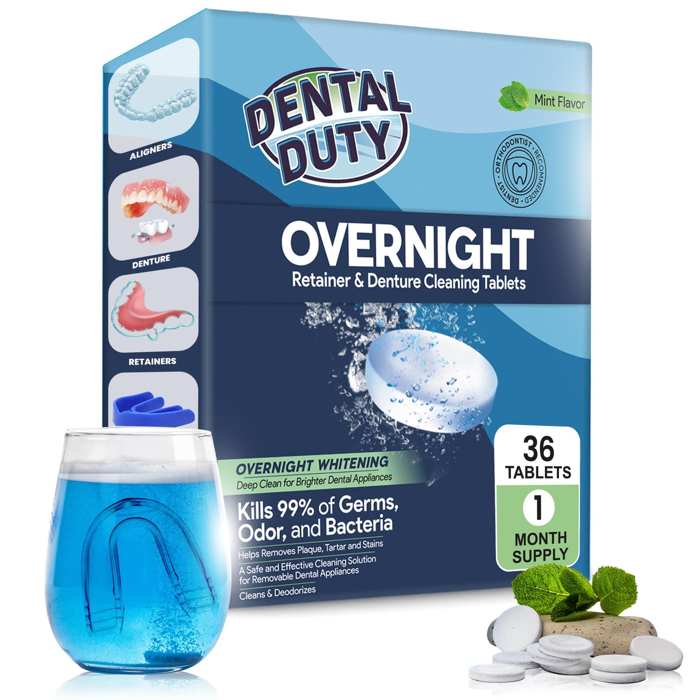 36 Overnight Retainer & Denture Cleaning Tablets – Extra-Strength Cleaner