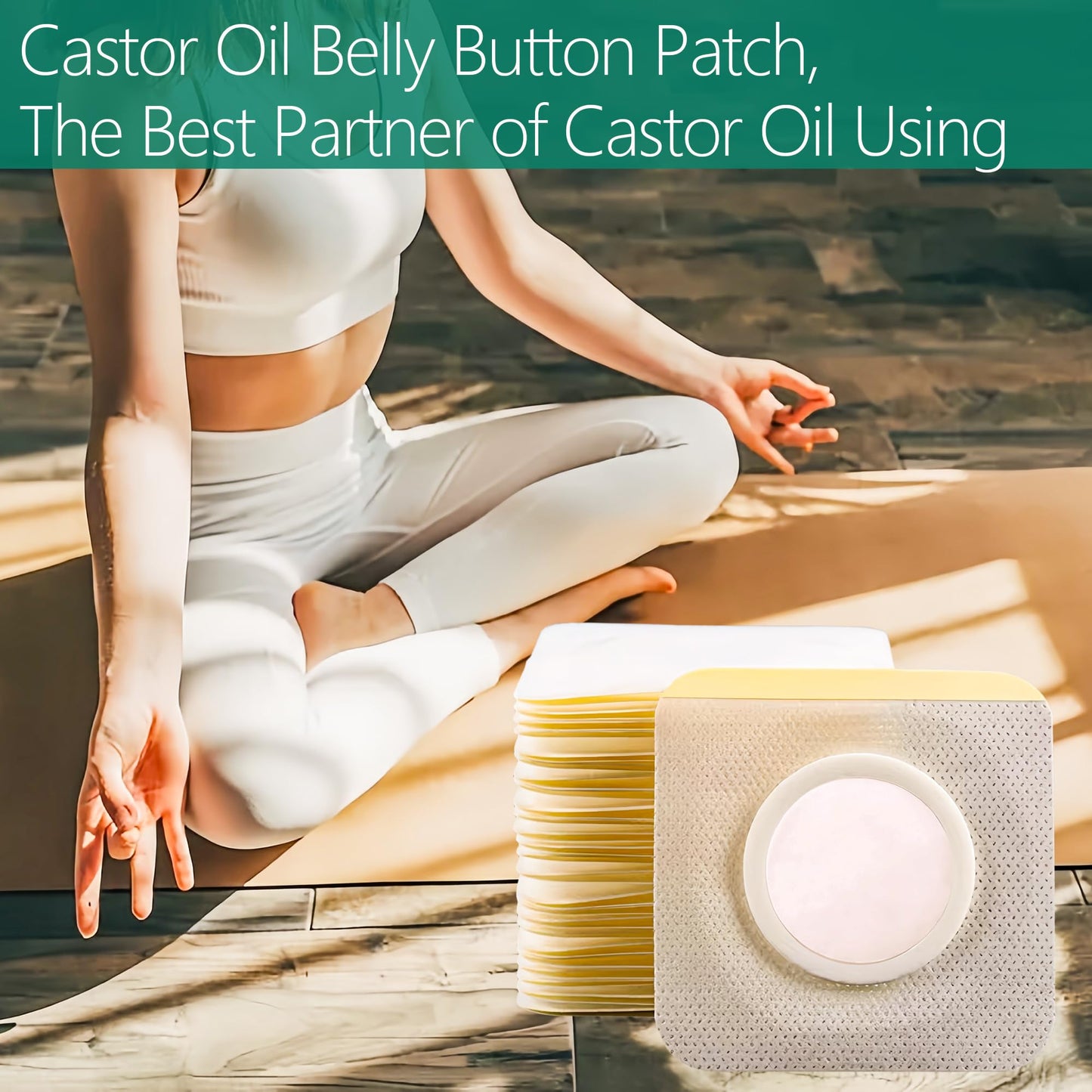 54-Pack Disposable Castor Oil Belly Button Patches | 3.2in Self-Adhesive