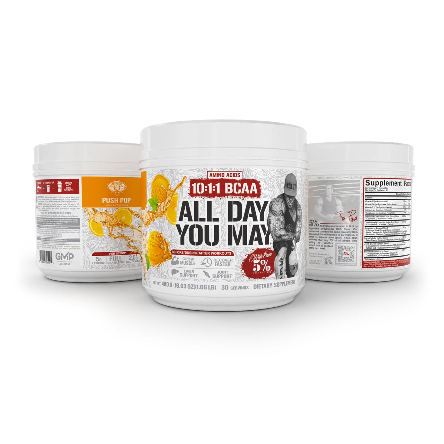 5% Nutrition Rich Piana AllDayYouMay BCAA Powder – Intra & Post-Workout Aminos