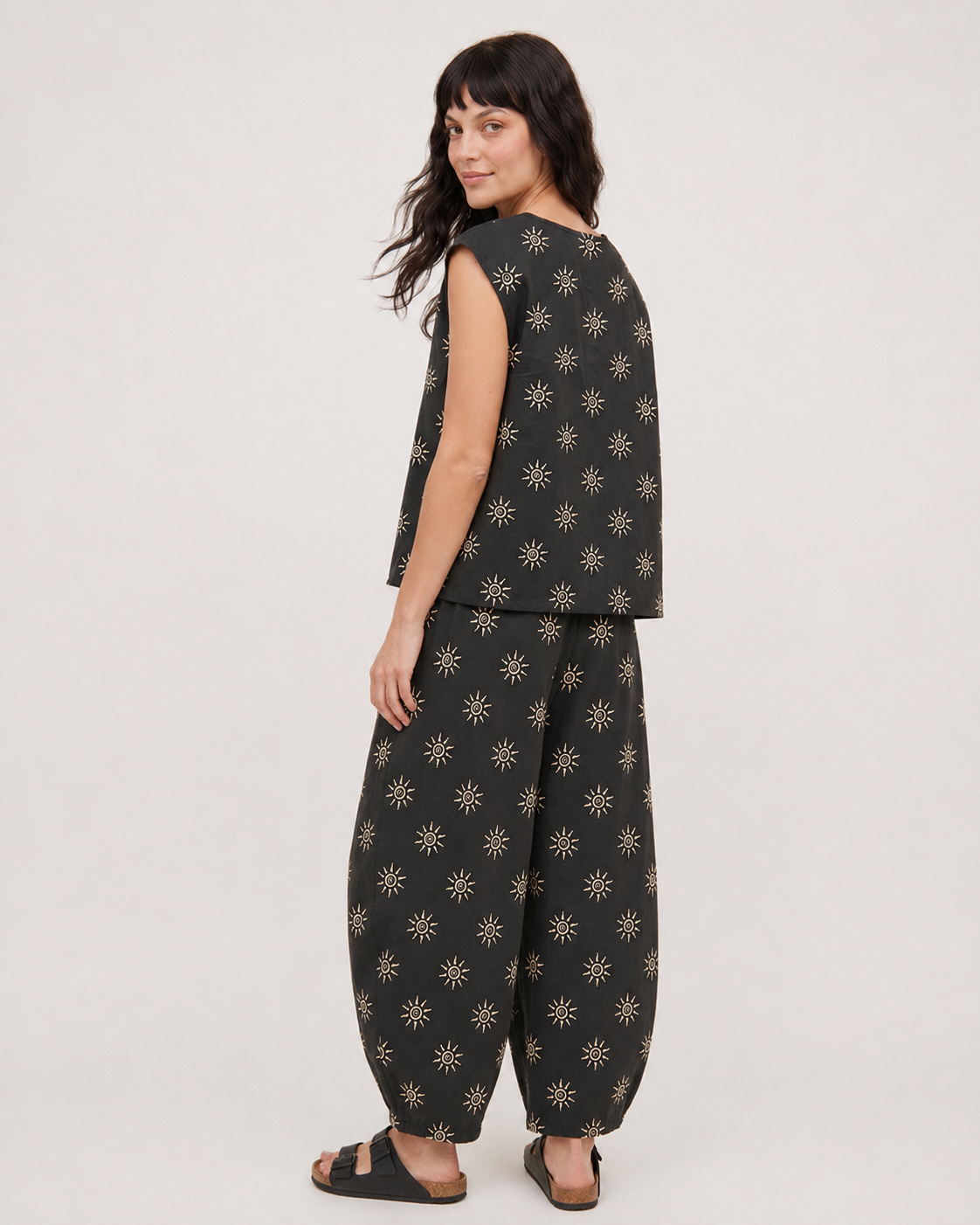 Pip Black Starburst Print Sleeveless Top