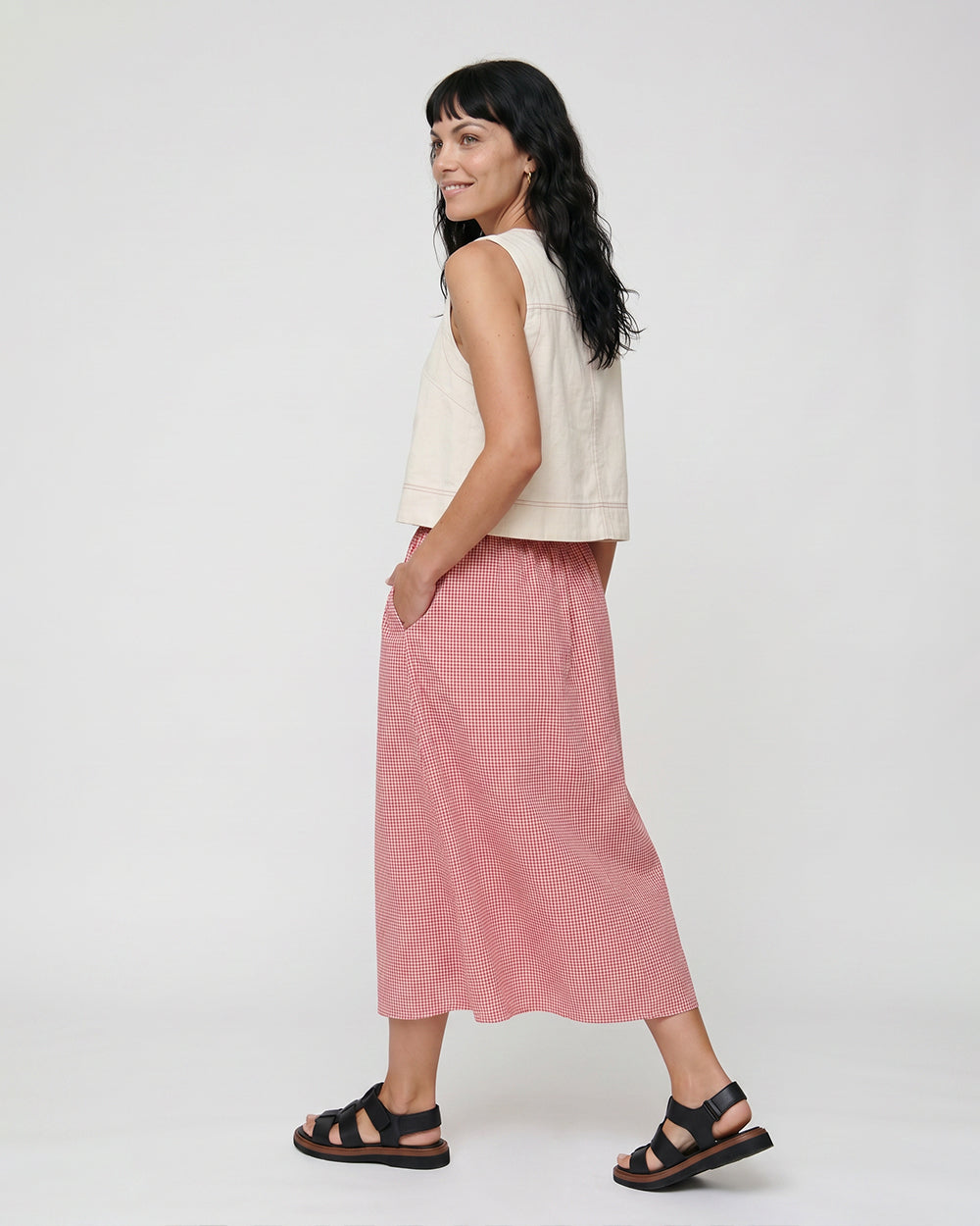 Joyce Burgandy Gingham Skirt