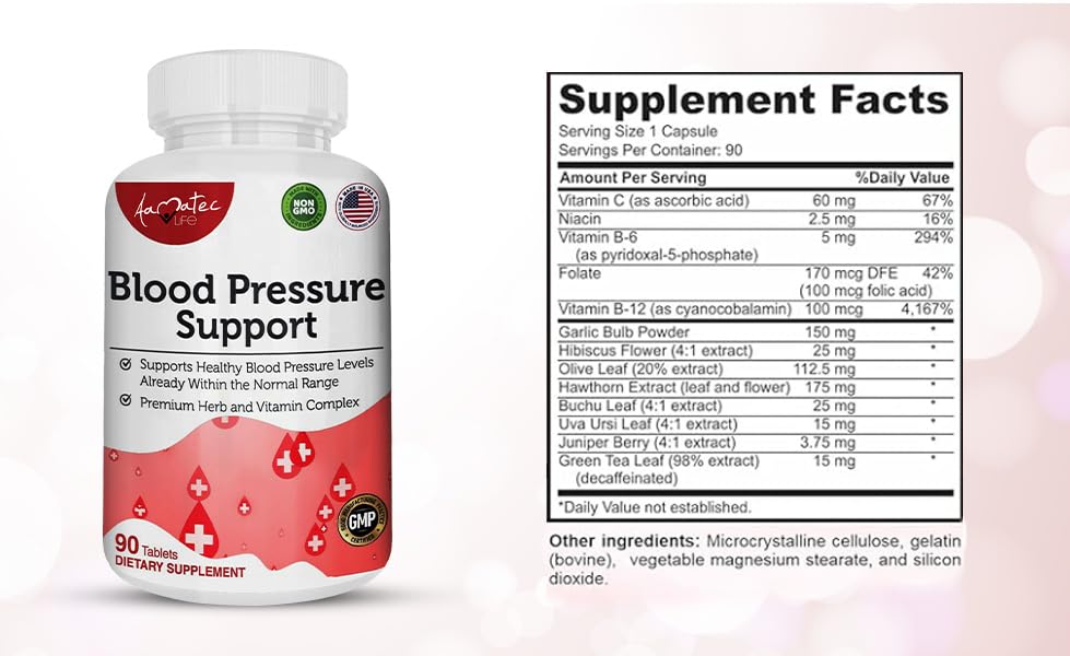AAMATEC LIFE Blood Pressure Support Supplement - 90 Capsules