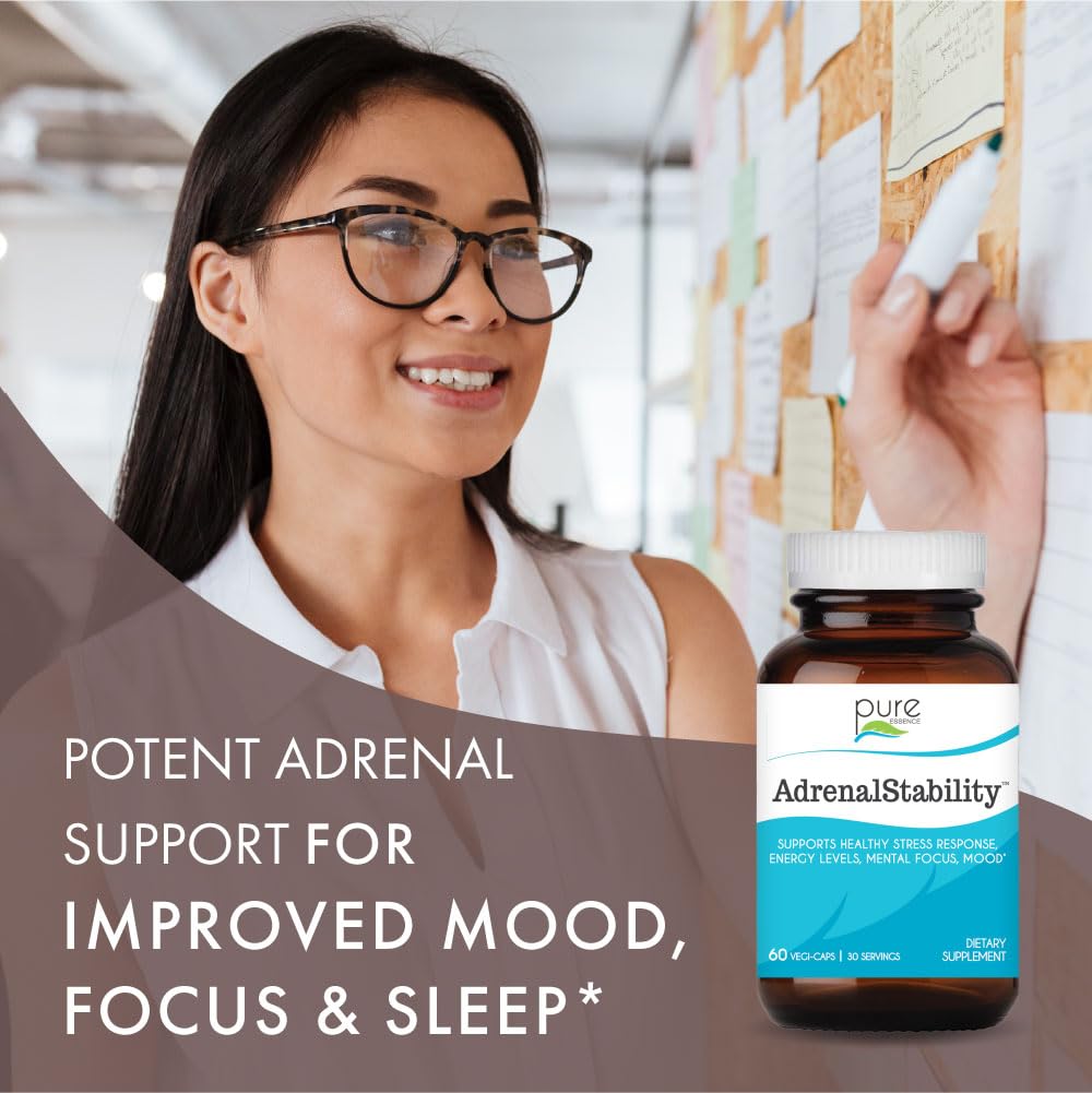 Adrenal Stability by Pure Essence – Adrenal Fatigue Support with Ashwagandha & Holy Basil (60 Caps)