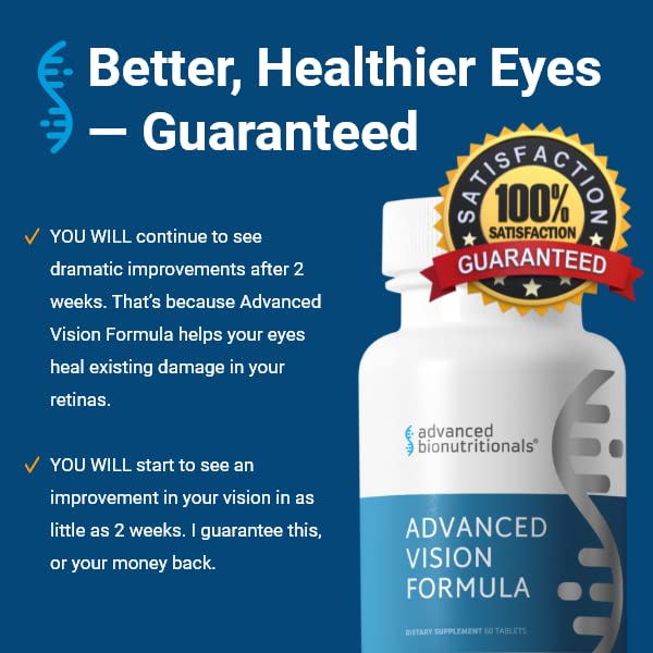 Advanced Vision Formula – Eye Vitamins with Lutein & Zeaxanthin | Gluten Free, Vegan (60 Tablets)