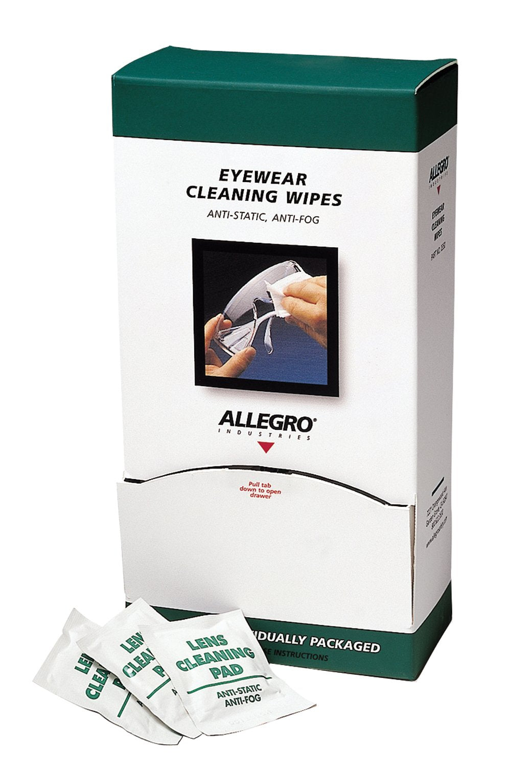 Allegro 0350 Eyewear Cleaning Wipes - 8\" x 5\" (Pack of 100) - Anti-Fog, Anti-Static
