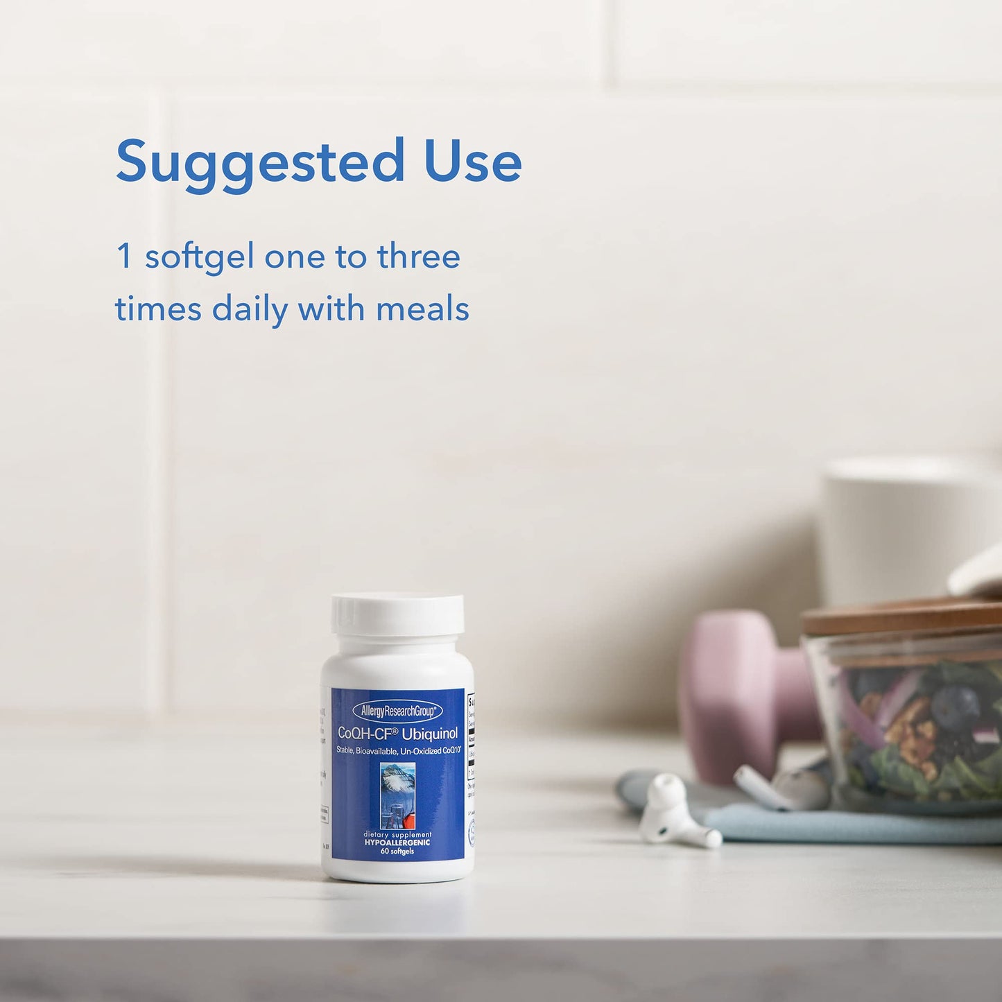 Allergy Research Group CoQH-CF Ubiquinol 100mg Softgels – Unoxidized CoQ10 for Heart & Immune Support