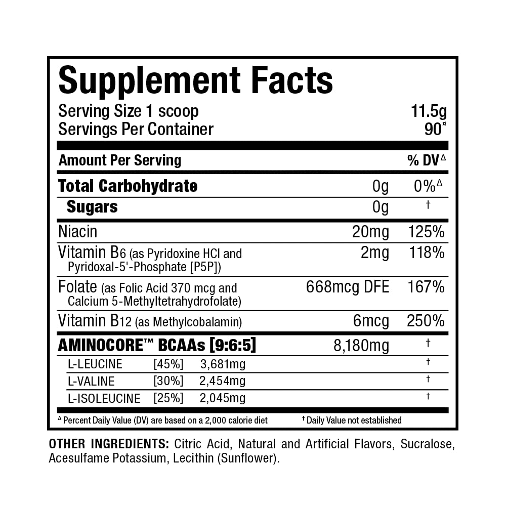 ALLMAX AminoCORE BCAA Pink Lemonade – 945 g, 90 Servings, 8.18 g BCAAs per Serving, Sugar Free, with B Vitamins
