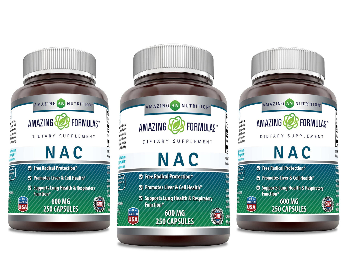 Amazing Formulas NAC 600 mg | N-Acetyl Cysteine Supplement | Non-GMO & Gluten Free | Made in USA (3 Pack, 250 Count)