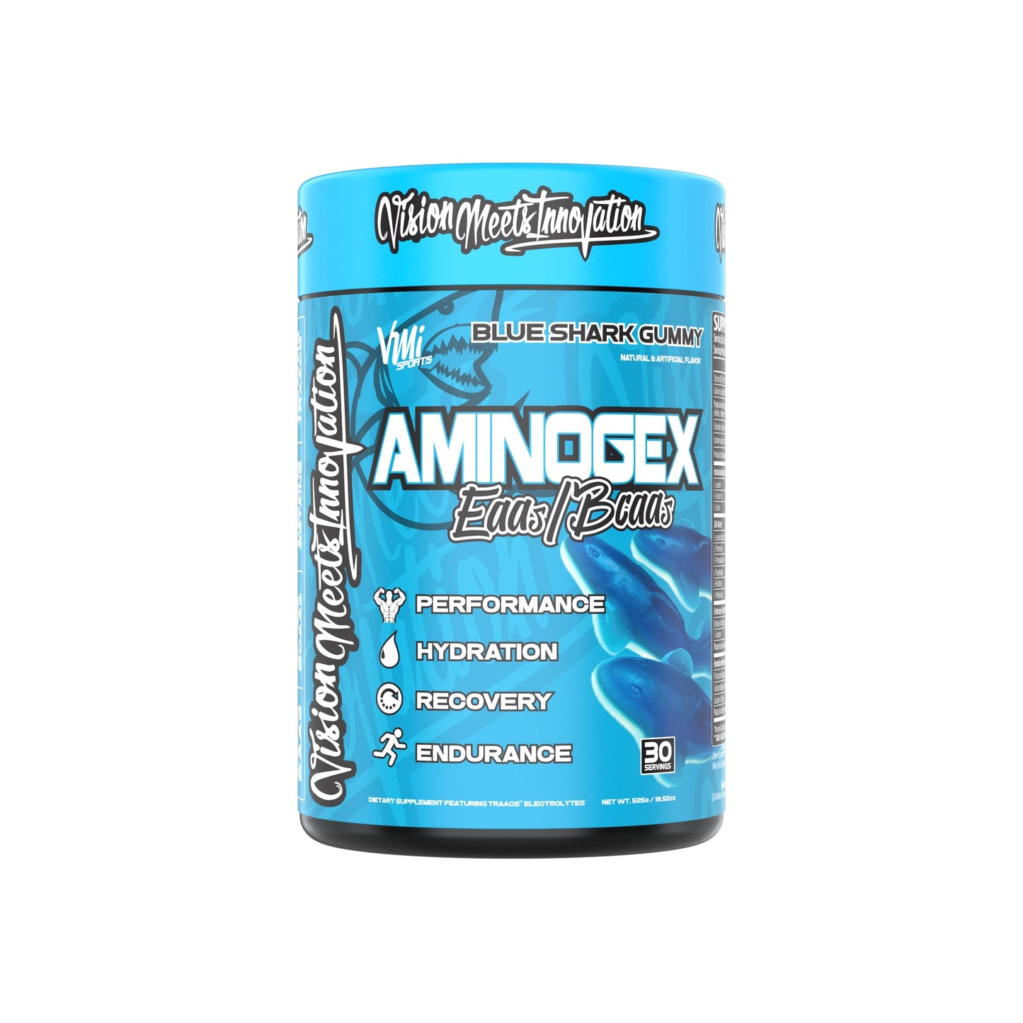Aminogex Ultra by VMI Sports | EAA + BCAA Powder | Hydration & Recovery with Electrolytes, Betaine & Glutamine | 30 Servings | Blue Shark Gummy