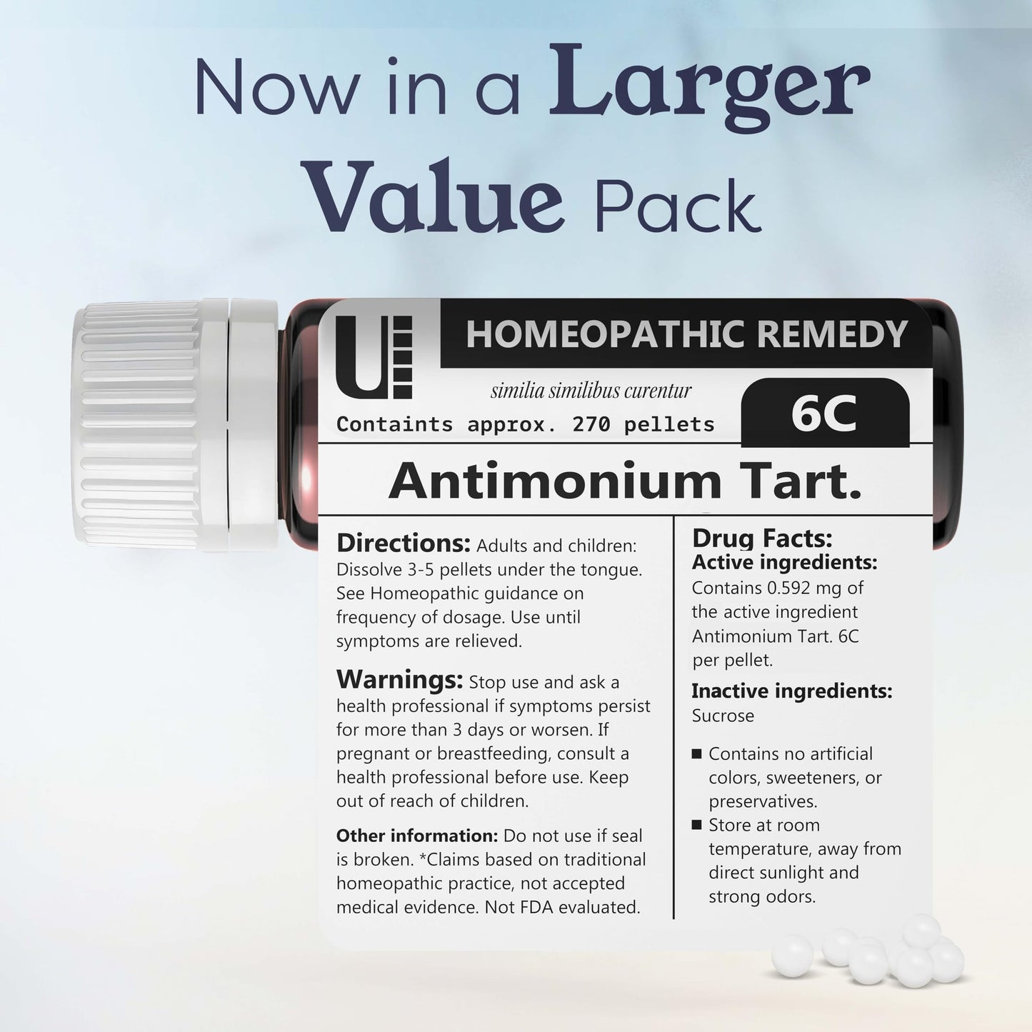 Antimonium Tartaricum 6C Homeopathic Remedy - 270 Pellets | Urenus