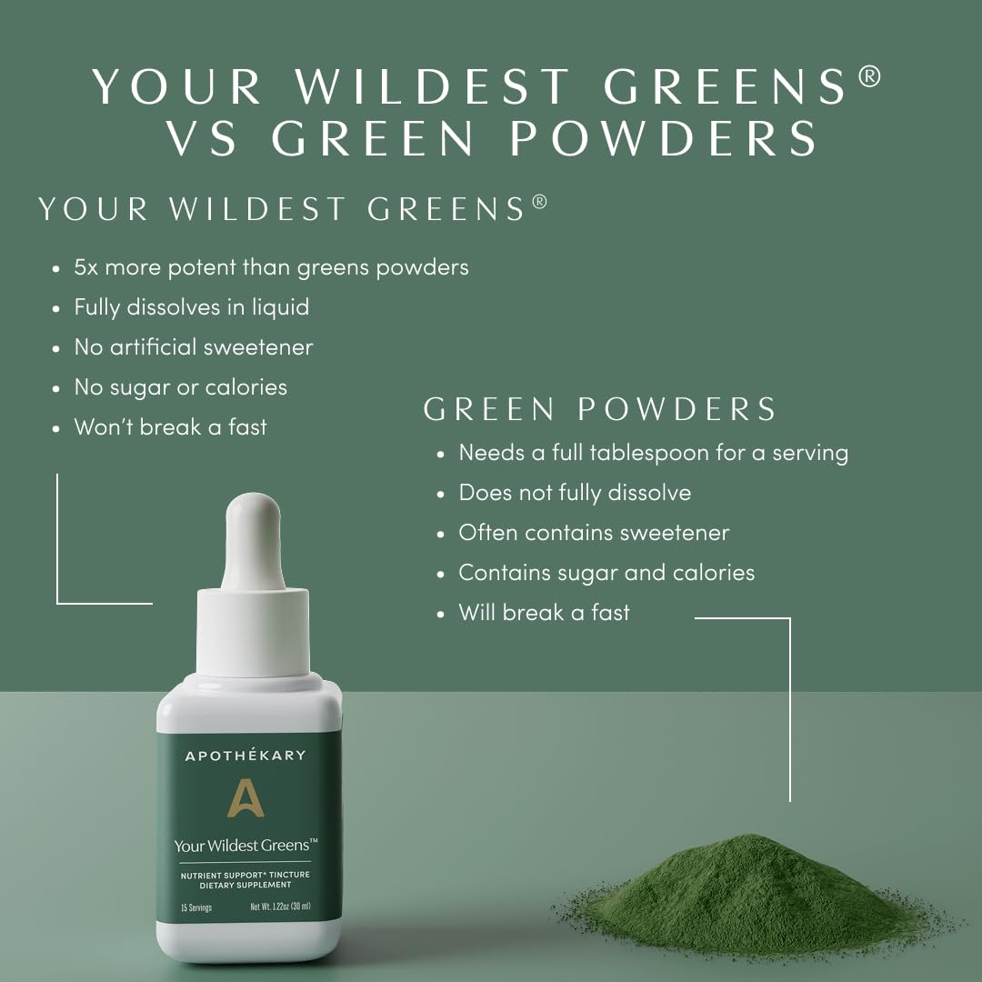 Apothékary Your Wildest Greens Herbal Liquid Drops – All-in-One Daily Superfood (15 Servings, 1.22oz) | 100% Plant-Based