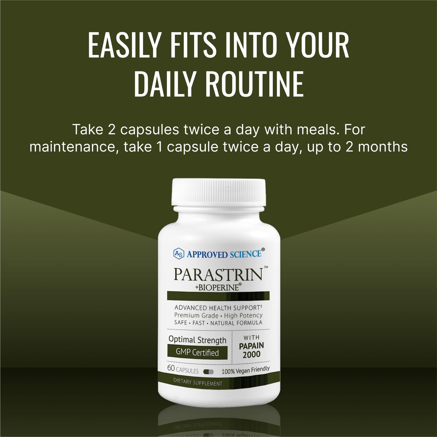 Approved Science Parastrin – 60 Vegan Capsules with Black Walnut, Garlic, Papain 2000 & BioPerine