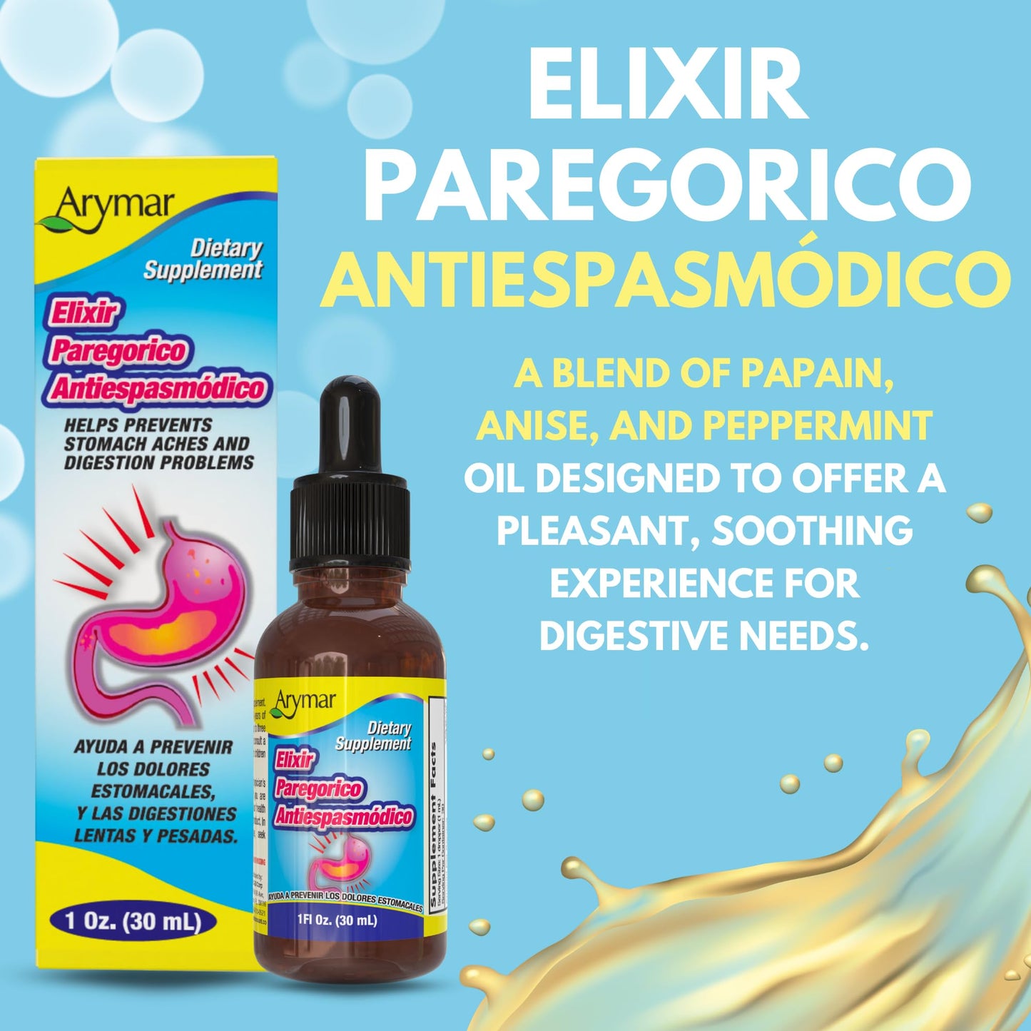 Arymar Elixir Paregorico Antiespasmodico - Digestive Support Supplement - 1 oz
