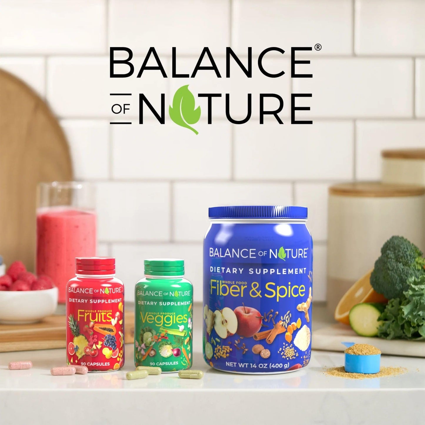 Balance of Nature Fruits & Veggies Supplements – 90 Fruits & 90 Veggies Capsules Set