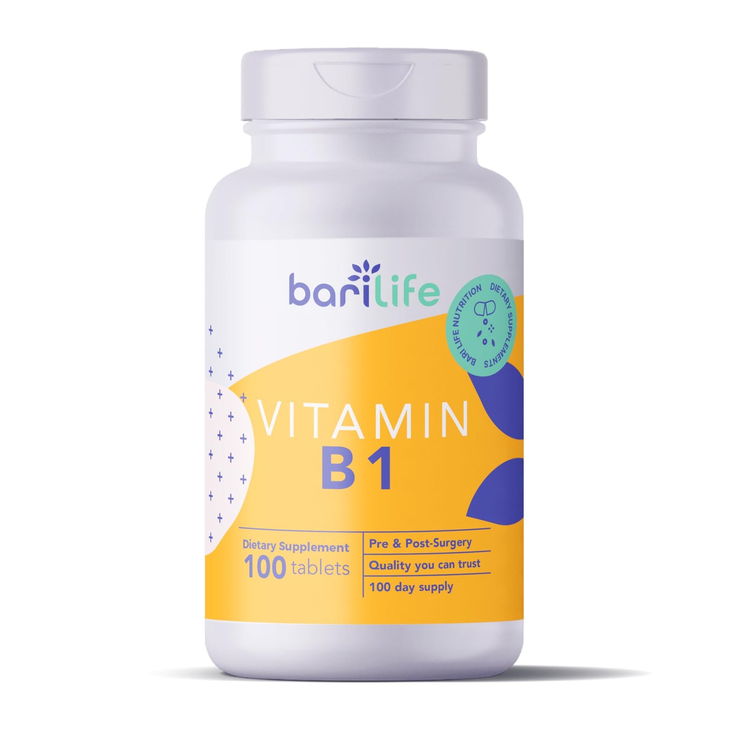 Bari Life Vitamin B1 100mg Tablets | Thiamin Dietary Supplement (100 Tablets)