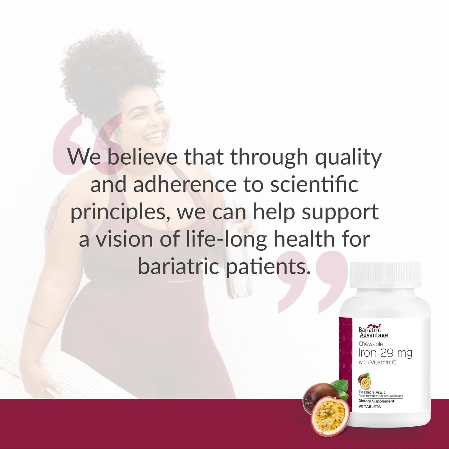 Bariatric Advantage Chewable Iron 29 mg — Post-Surgery Iron with Vitamin C, No Metallic Taste, 90 Count