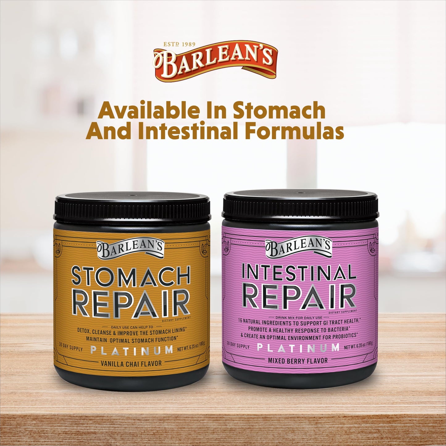 Barlean's Stomach Repair Gut Health Powder – Detox & Digestive Support (Vanilla Chai, 6.35 oz)