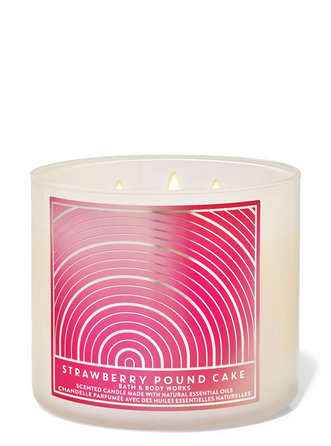 Bath & Body Works White Barn 3-Wick Candle with Essential Oils - Strawberry Pound Cake, 14.5 oz | 2021 Core