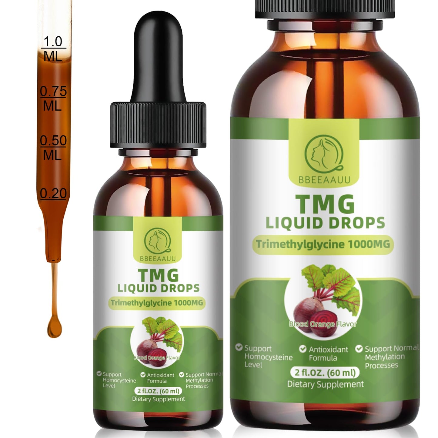 BBEEAAUU TMG Supplements 1000MG Liquid Drops – High-Absorption Betaine for Methylation, Liver & Cognitive Support