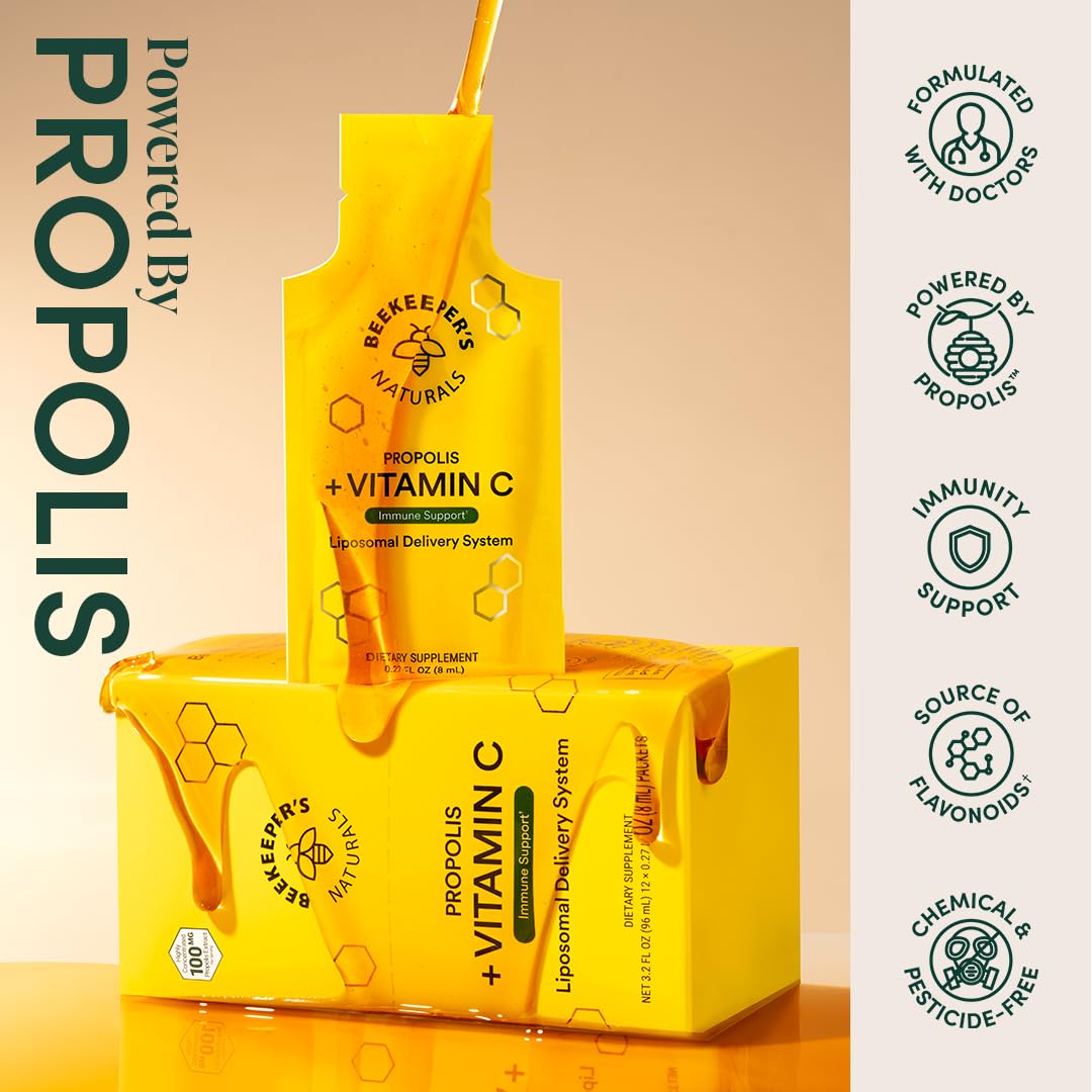 Beekeepers Naturals Propolis Liposomal Vitamin C 1000mg | Immune Support & Bioavailability