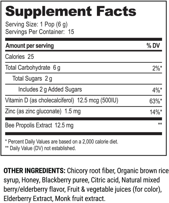 Beekeeper's Naturals Kids Throat Soothing Lollipops – Mixed Berry & Elderberry, Doctor-Formulated Immune Support, Vitamin D & Honey, 15 ct