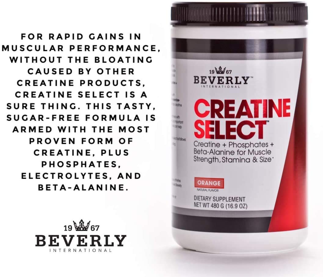 Beverly International Creatine Select with Phosphates — 40 Servings | Sugar-Free, Tang-Style Orange Flavor