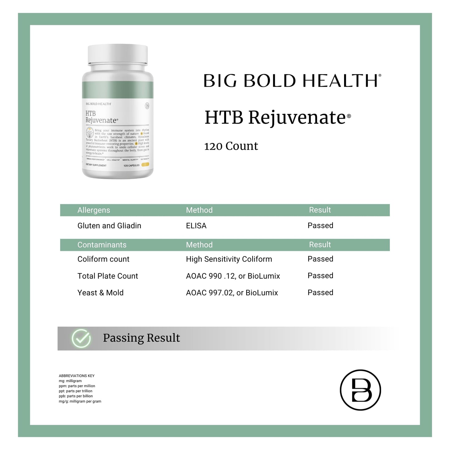 BIG BOLD HEALTH HTB Immune Rejuvenate – Polyphenol Immune Support with Himalayan Tartary Buckwheat, 120 Vegetarian Capsules