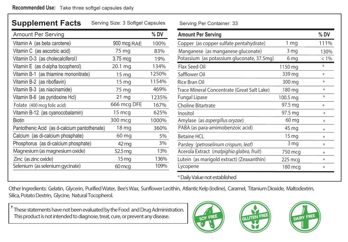 Bio-35 300ct Iron Gluten & Soy-Free – Vitamin-Mineral Formula