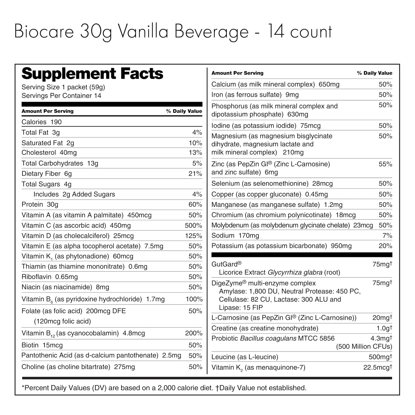 Biocare GLP-1 Nutritional Beverage – 30g Protein, 26 Vitamins, Vanilla