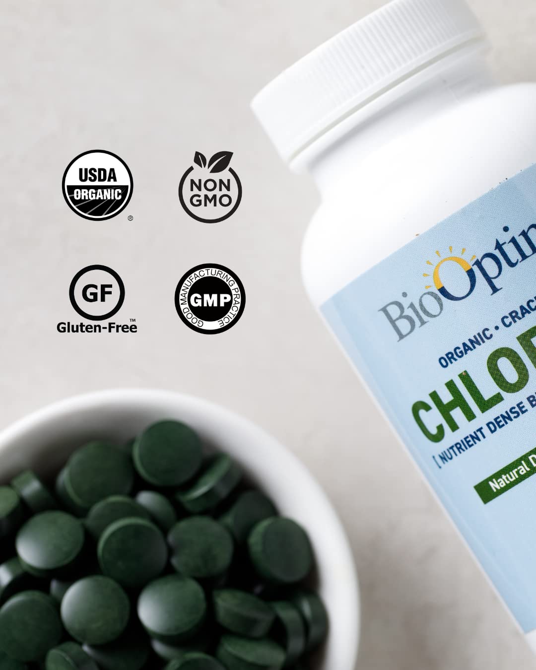 BioOptimal Organic Chlorella Tablets - 500mg, 120 Tablets | Organic & Non-GMO