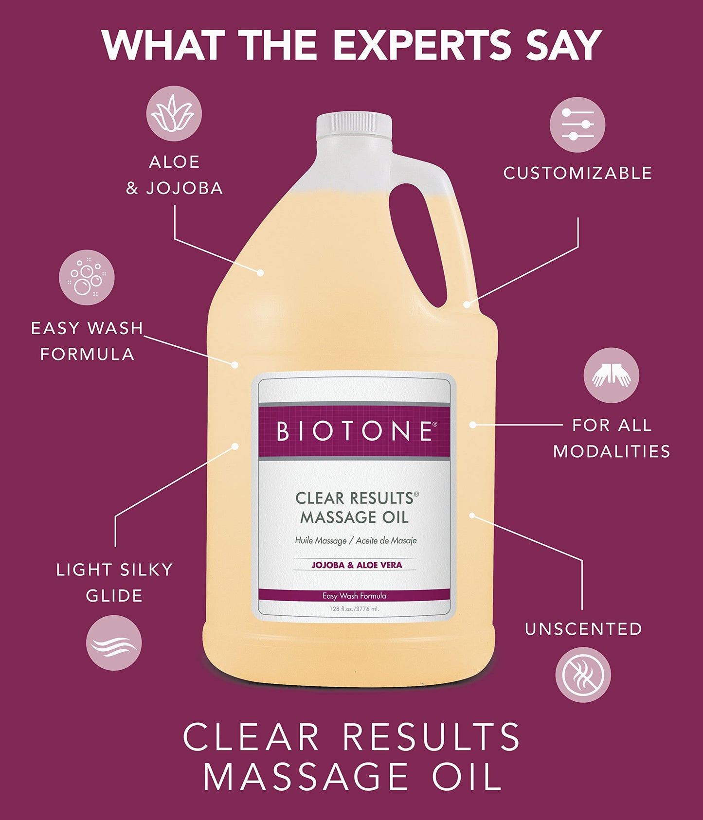 Biotone Clear Results Massage Oil, 8 Ounce - Premium Massage Oil