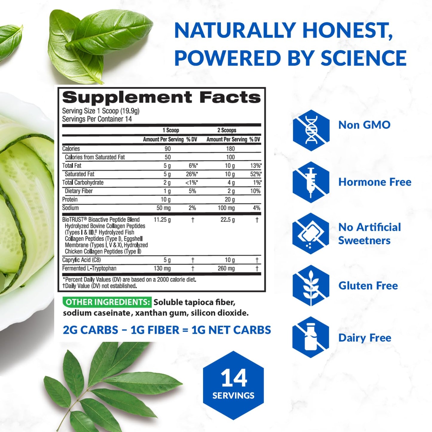 BioTrust Multi Collagen Protein Powder + Keto MCT Oil (Unflavored) – 5 Types I–X & C8 MCT