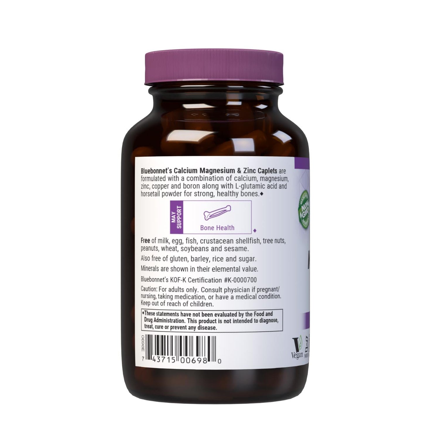 BlueBonnet Calcium Magnesium Zinc Caplets – 90 Count | Bone Health