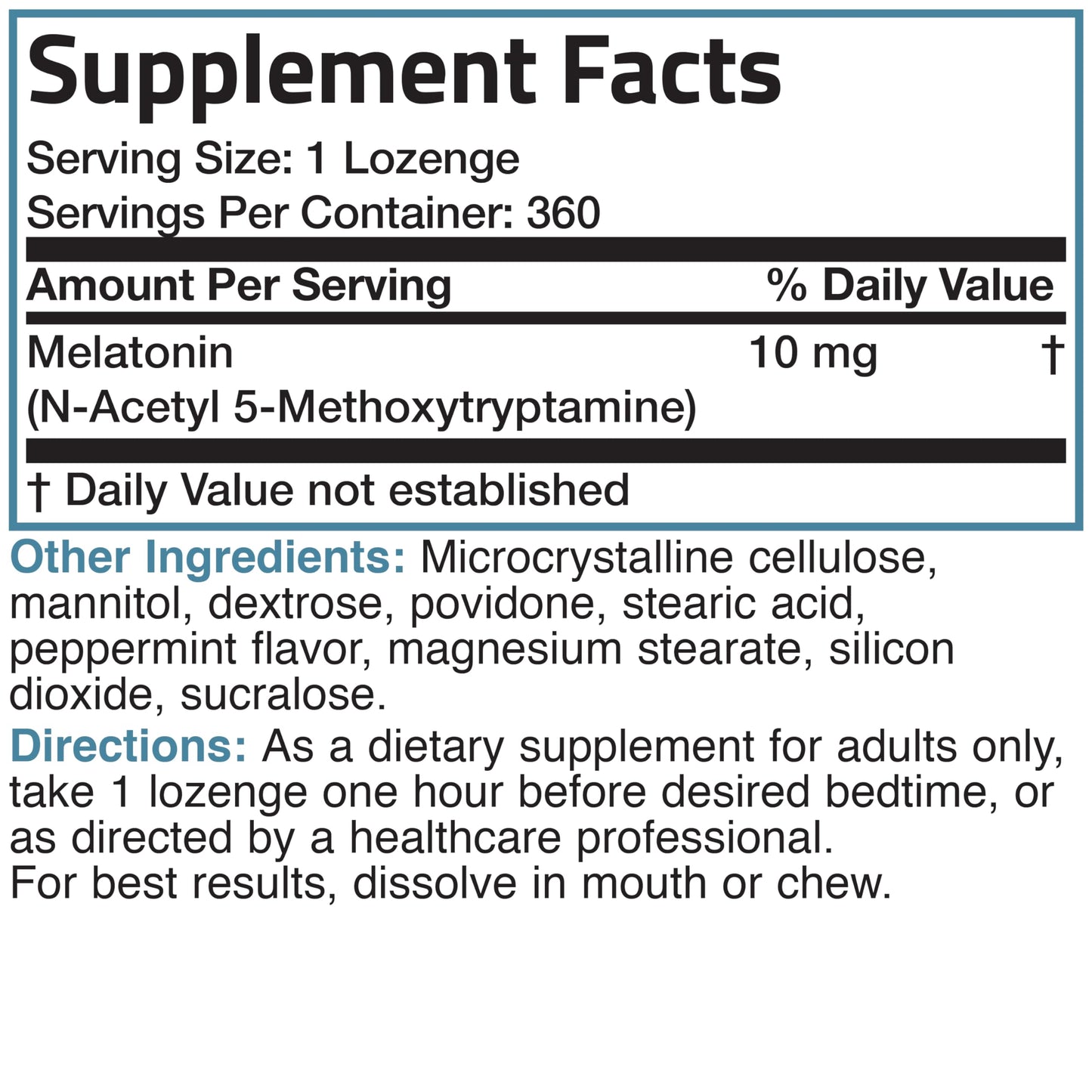 Bronson Melatonin 10 mg Fast Dissolve Peppermint Tablets – 360 Chewable Vegetarian Lozenges