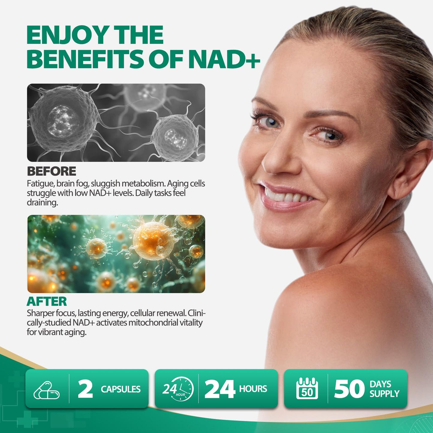 BURMINY NAD Supplement | Liposomal Nicotinamide Riboside 900mg with Resveratrol & Quercetin – 2 Pcs