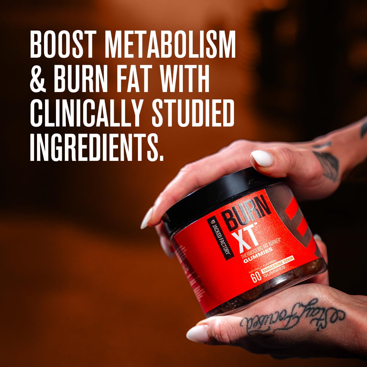 Burn-XT Gummies by Jacked Factory – Thermogenic Fat Burner & Appetite Suppressant (60 Gummies, Tangerine Sour)