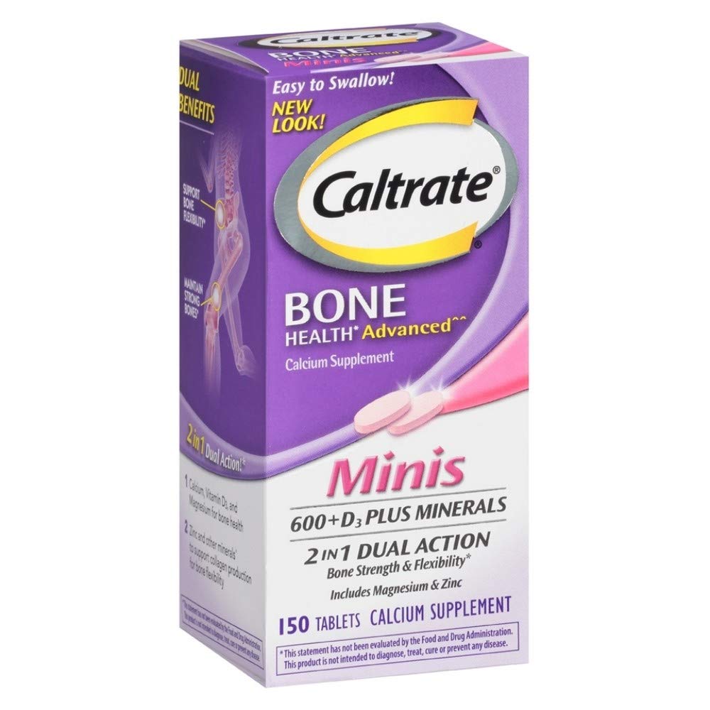 Caltrate 600+D3 Plus Minerals Mini Calcium & Vitamin D3 | 150 Count (Pack of 3)