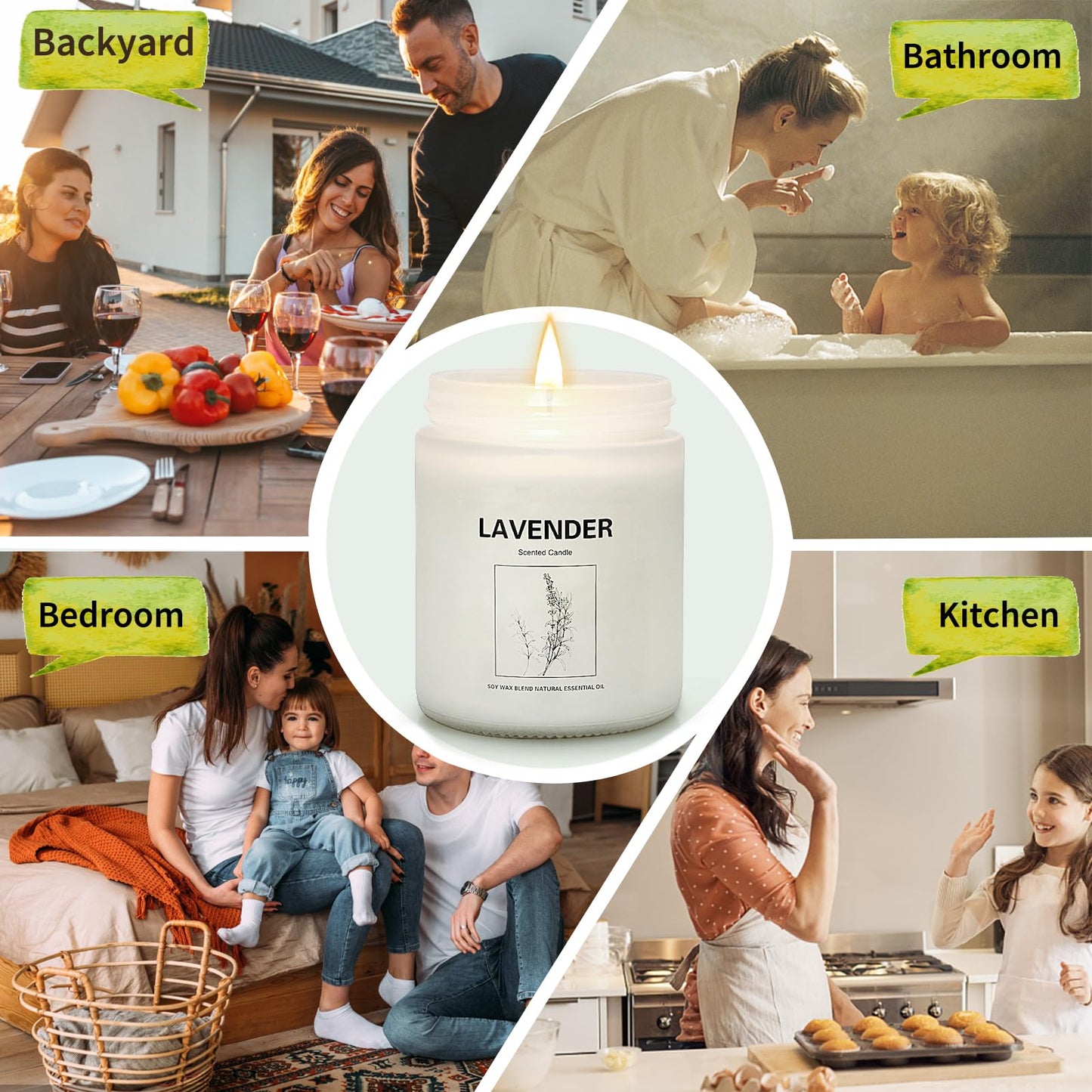 4 Pack Lavender Scented Candles Gift Set | 28 oz, Soy Wax, 200h Burn Time