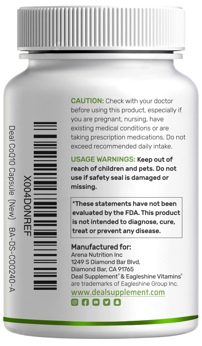 CoQ10 100mg + Omega-3 100mg – 240 Capsules | Heart, Brain & Energy Support | Non-GMO