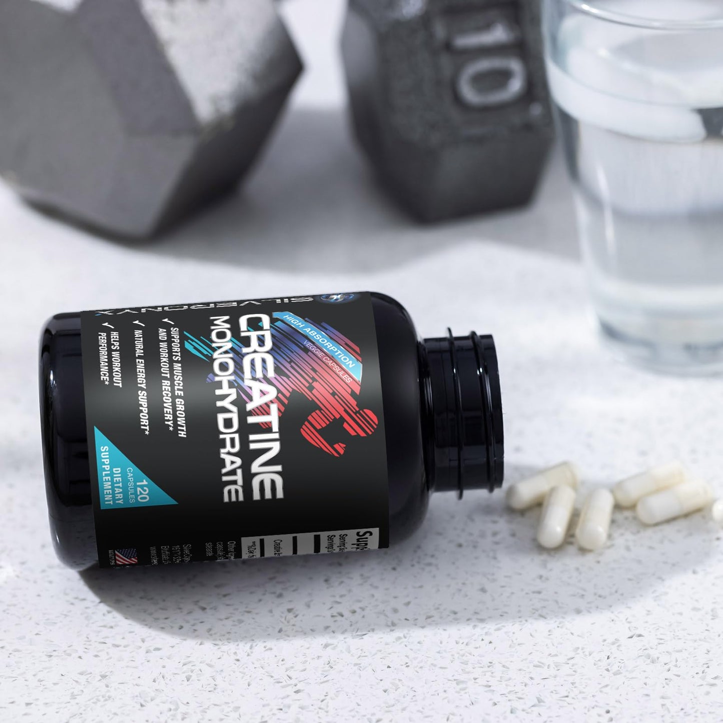 Creatine Monohydrate Capsules 3000mg – Micronized, Fast-Absorbing | 120 Caps