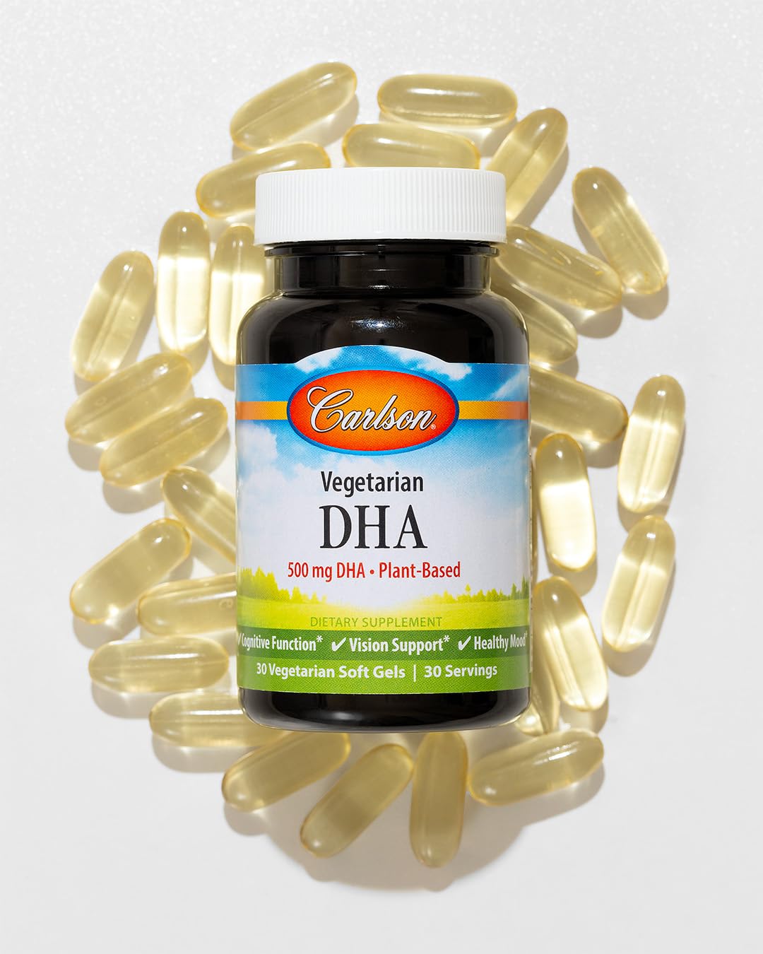 Carlson Vegetarian DHA – Plant-Based Algae-Sourced DHA (570 mg) | 30 Softgels