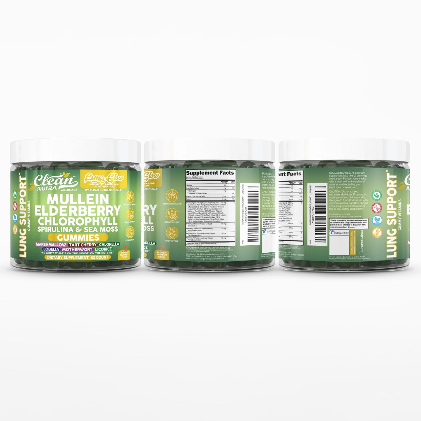 Clean Nutra Mullein Gummies for Lung Health – Elderberry, Sea Moss & Spirulina