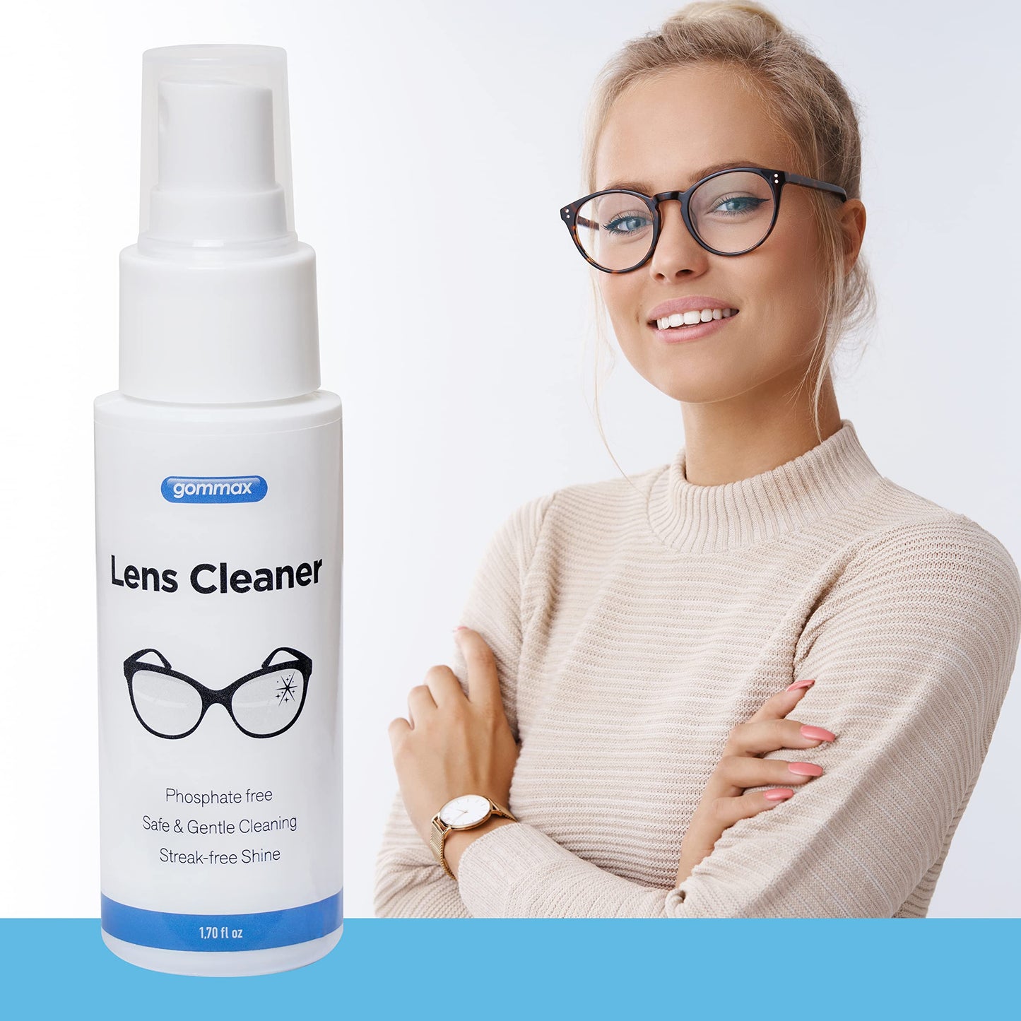 Lens Cleaner Kit with Glasses Cleaning Cloth & Spray – Safe for Coated Lenses (1.7 fl oz)