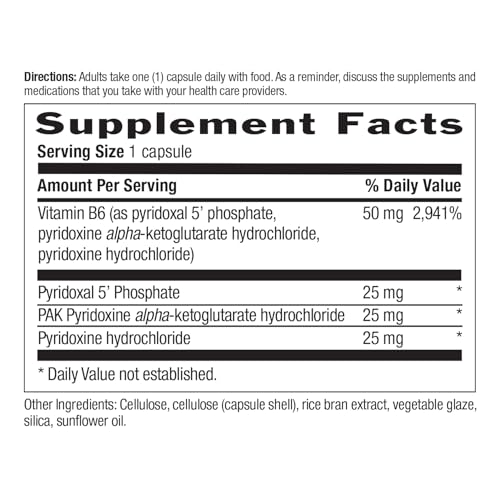 Country Life Coenzyme Active B-6, 50mg Vitamin B6-30 Vegetarian Capsules - Supports Energy, Nervous & Immune Systems - 25mg P-5-P Vitamin B6 - Certified Gluten Free, Vegan - No Artificial Additives