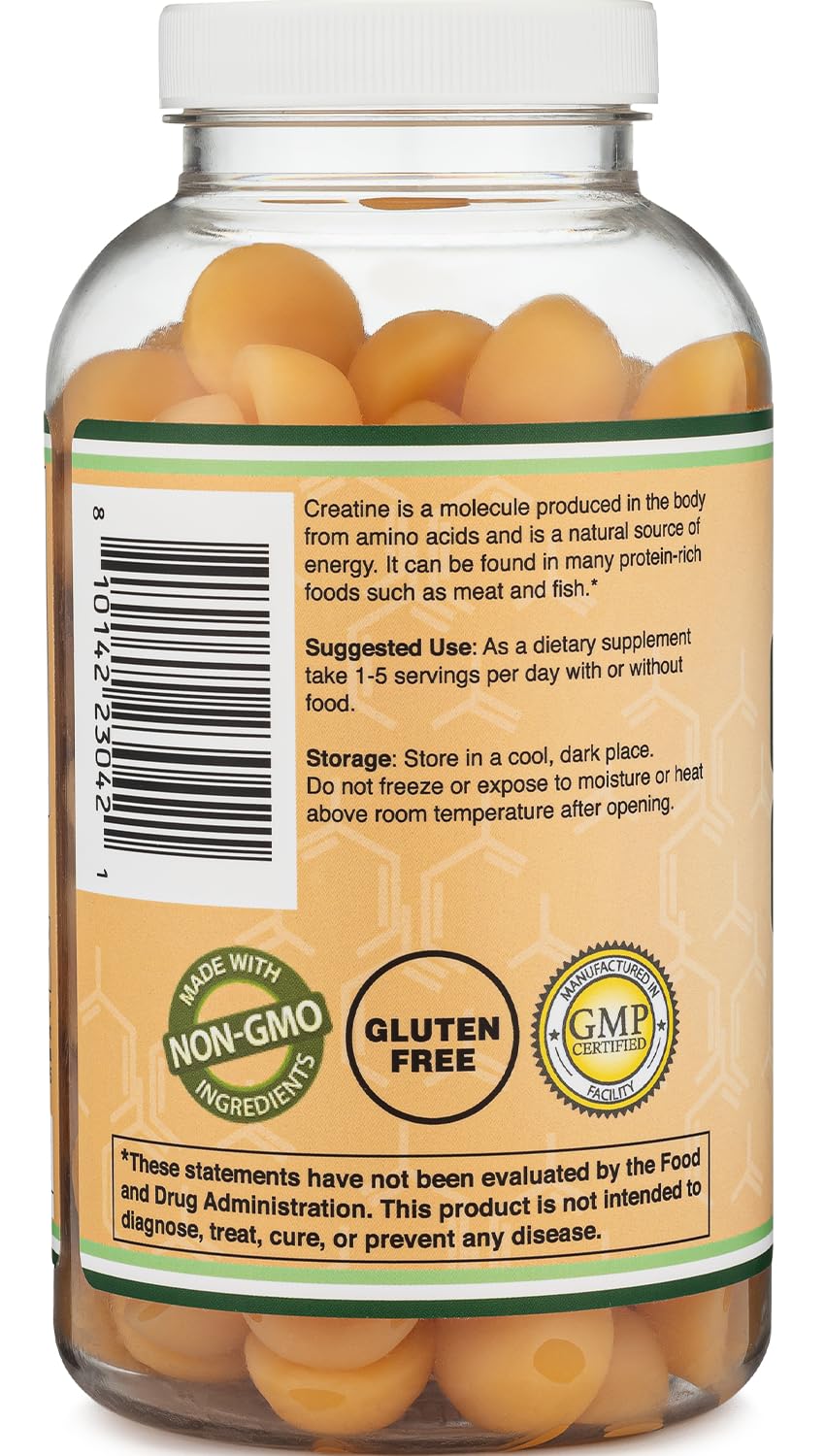 Creatine Monohydrate Gummies – 1g Per Gummy, 120 Count | Vegan, Non-GMO, Gluten Free | Double Wood