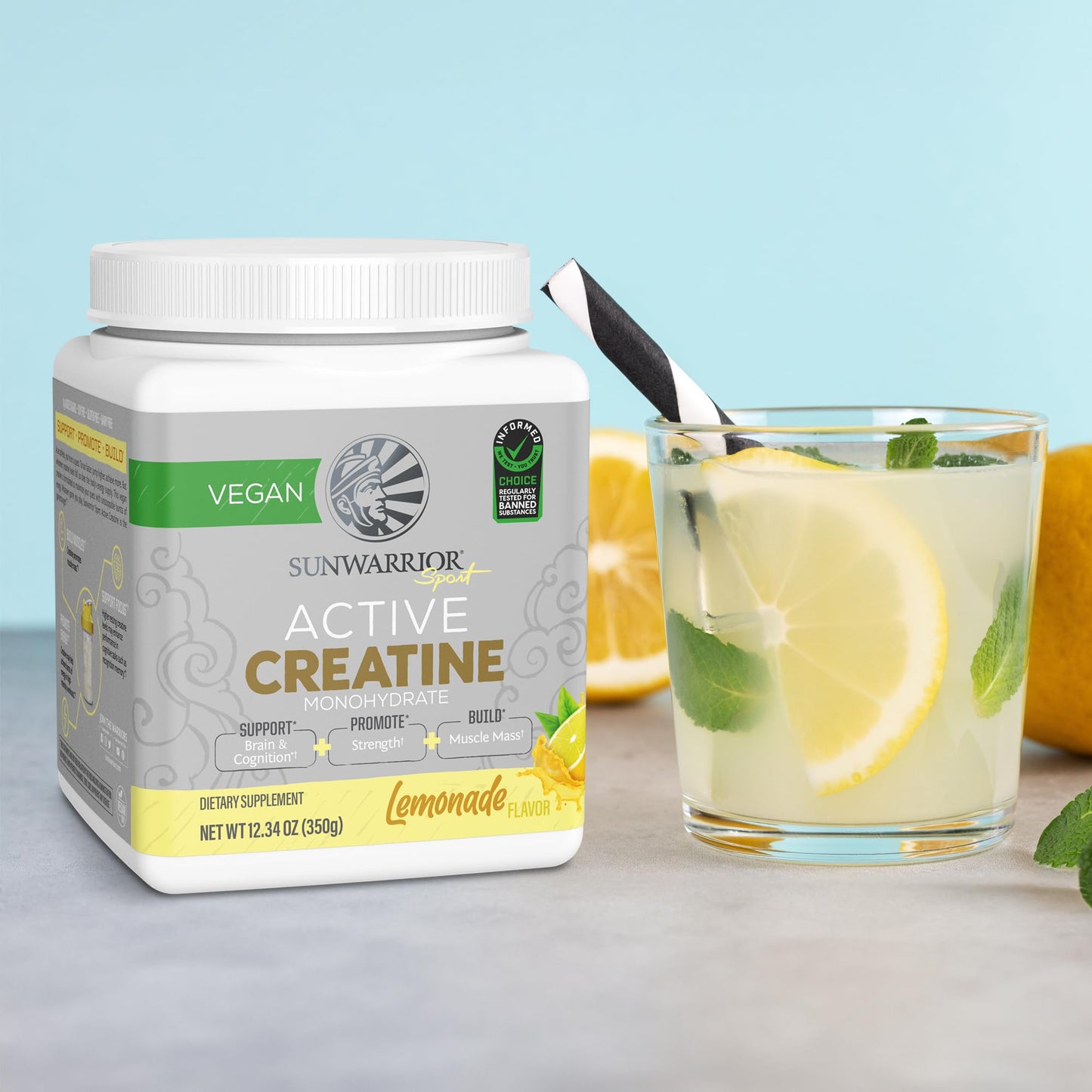 Creatine Monohydrate Powder – Lemonade, 50 Servings | Vegan & Keto Friendly