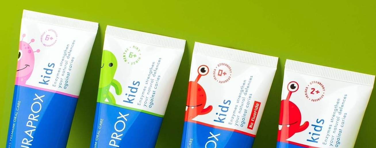 Curaprox Toothpaste Kids 950 Strawberry for 2-6 Years | SLS Free, Triclosan Free, Vegan