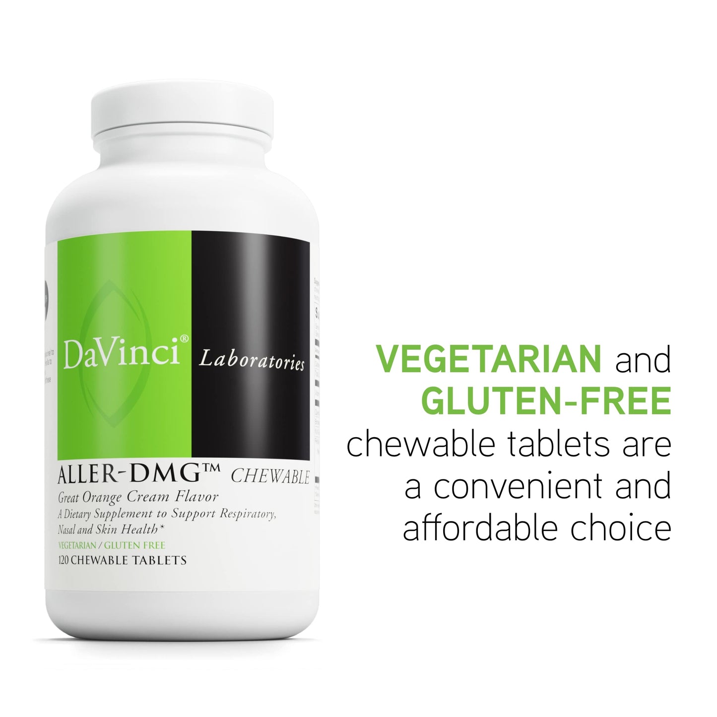 DAVINCI Labs Aller-DMG Chewable - Immune, Histamine & Respiratory Support (Orange Cream, 120 Chewables, 60 Servings)