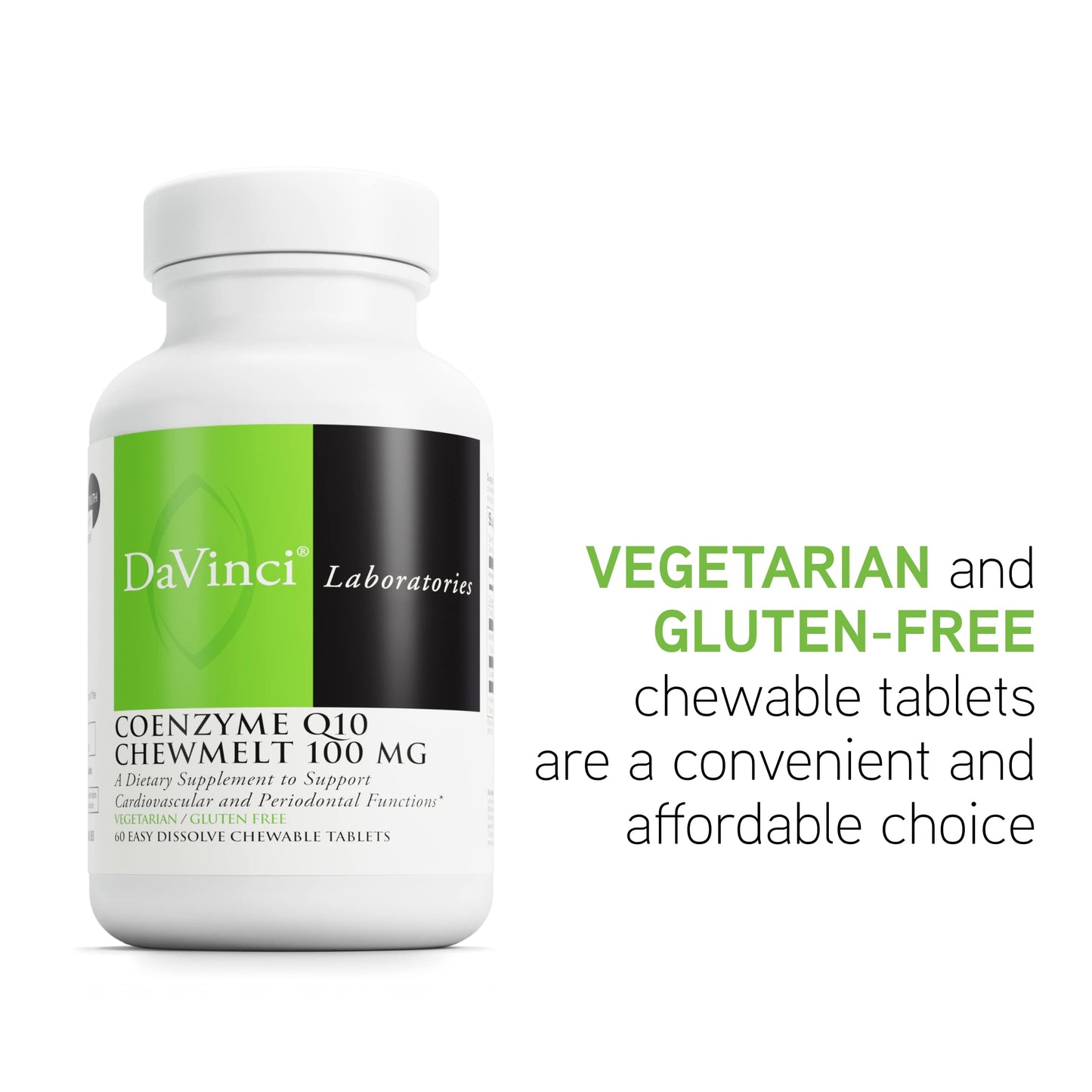DAVINCI Labs CoQ10 ChewMelt 100mg – Supports Liver, Brain & Heart Health | 60 Tabs
