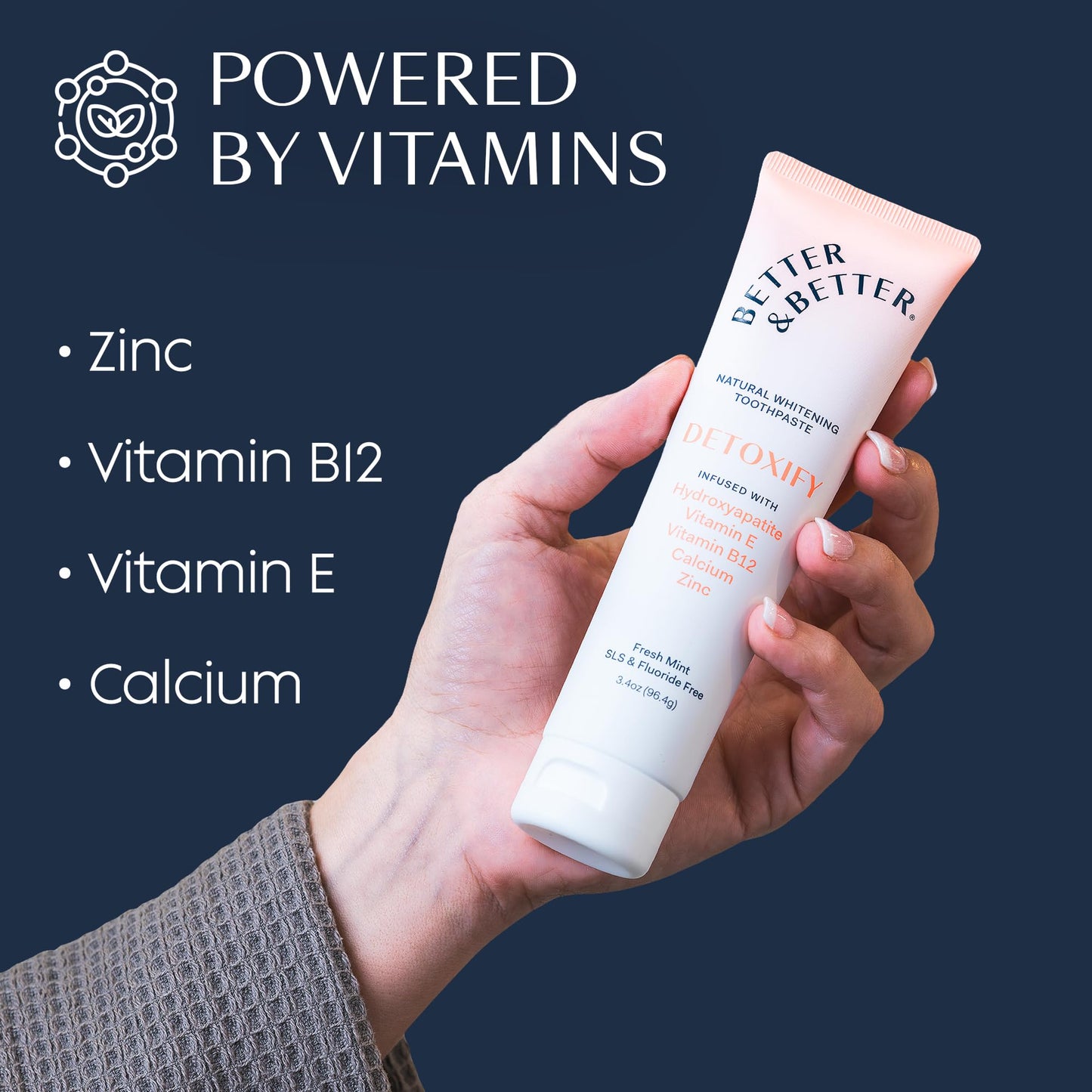 Better & Better Detoxify Hydroxyapatite Toothpaste – Fluoride & SLS Free, Fresh Mint, 3.4oz (3 Pack)